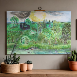 Fictional Landscape Watercolour Canvas Print Fictional Landscape Watercolour Canvas Print