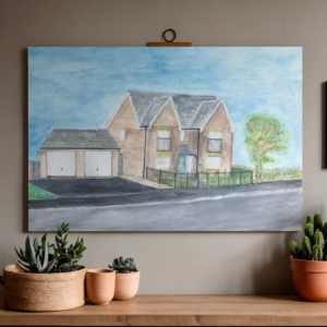 Modern House Watercolour Canvas Print