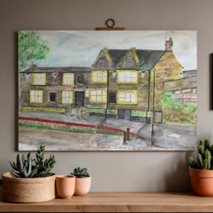 The Artichoke Pub Moulton Village Watercolour Canvas Print