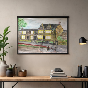 The Artichoke Pub Moulton Village Watercolour Watercolour Poster