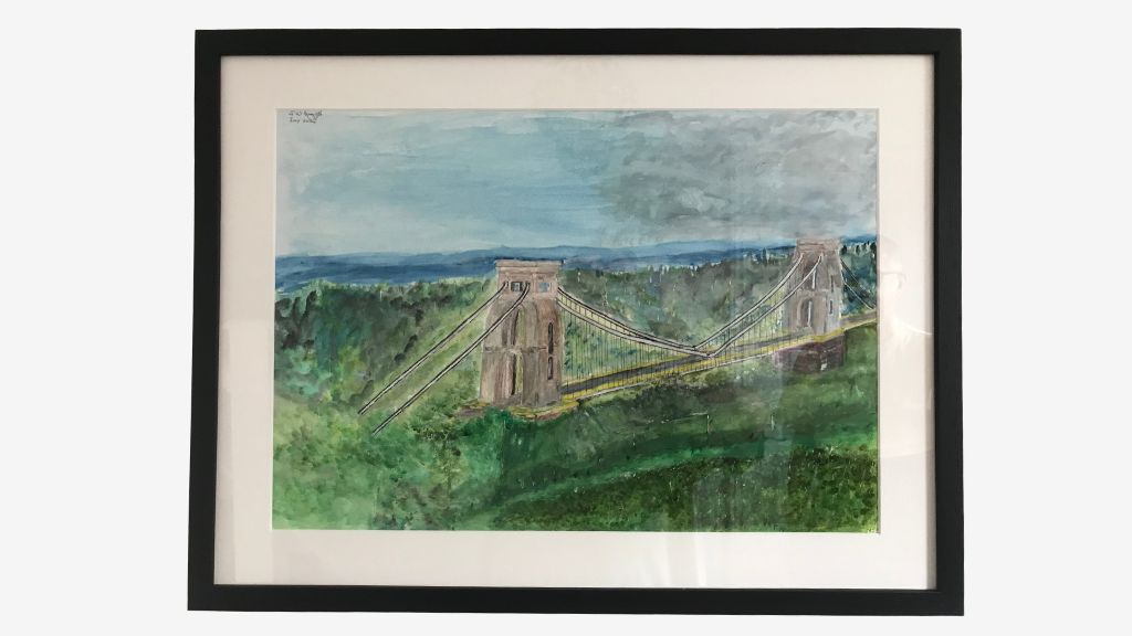 Clifton suspension bridge original watercolour for sale framed